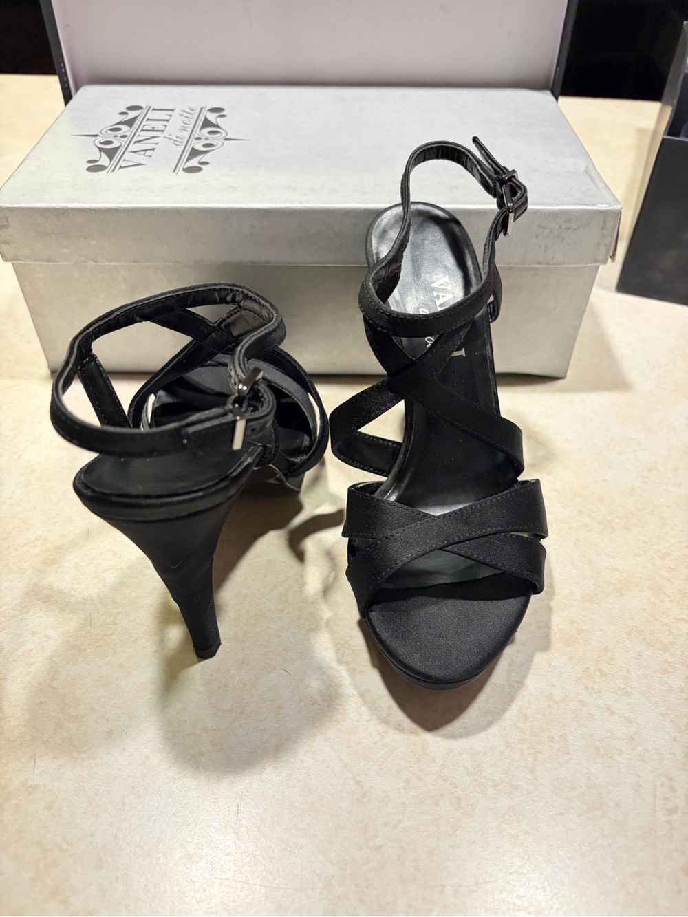 Vaneli Black Strappy Sandals